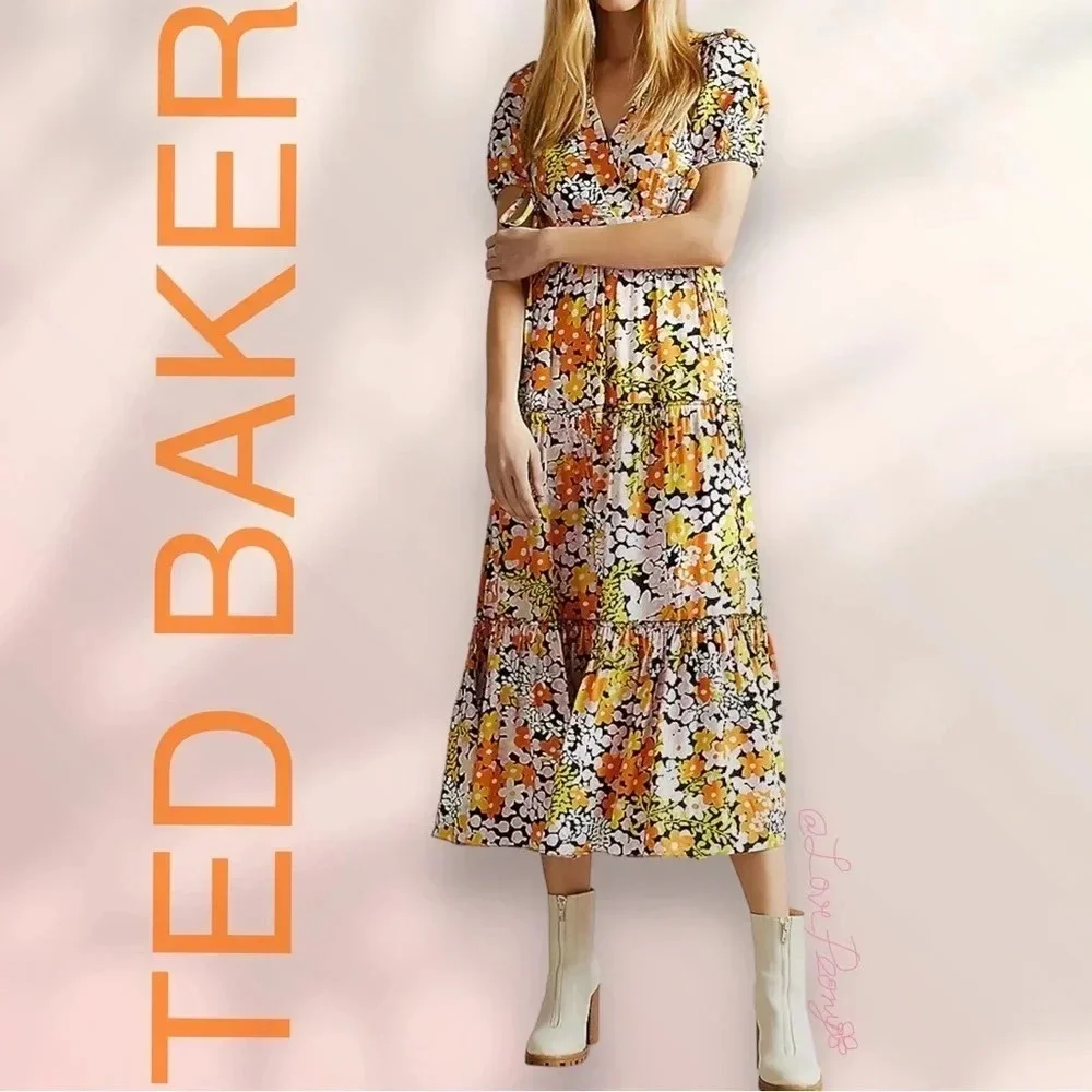 TED BAKER
Safiree floral print cotton blend midi dress Size 3 - Picture 3 of 17
